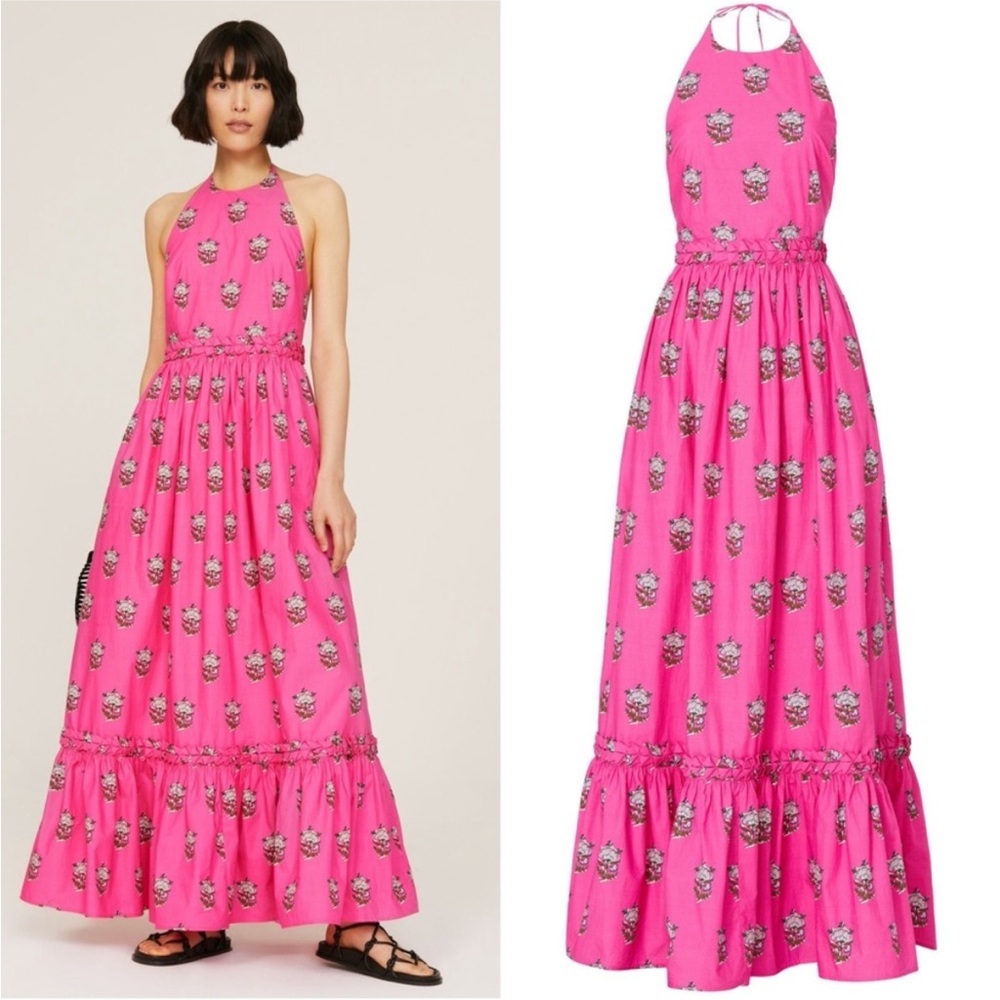 RHODE Pink Floral Halter Maxi Dress